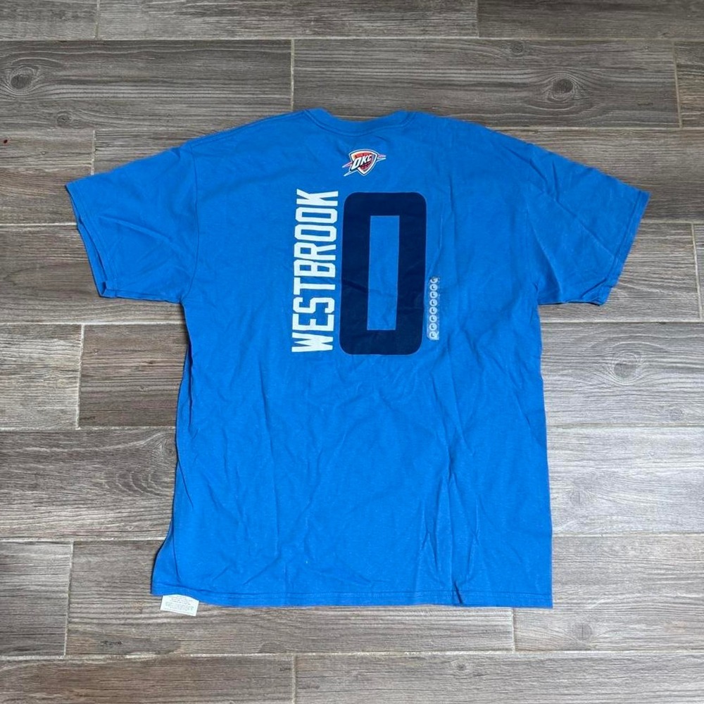 Majestic Athletic Russell Westbrook Oklahoma City Thunder blue shirt NWTs